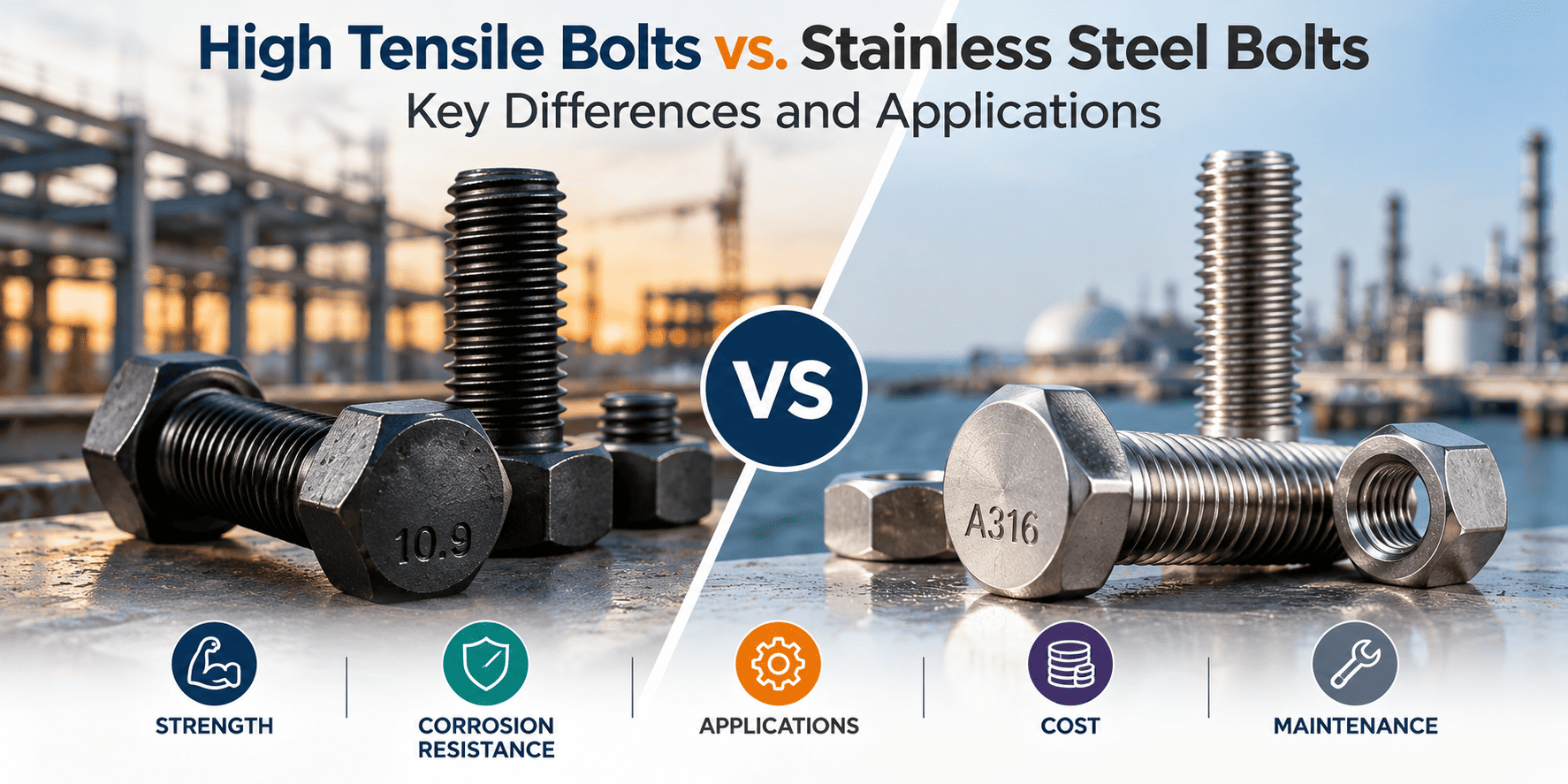 High Tensile Bolts vs. Stainless Steel Bolts: Key Differences and Applications